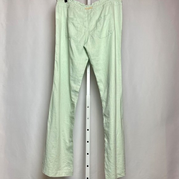 Roxy Womenʻs Relaxed Fit Drawstring Waist Mint Green Linen Blend Pants Large - Picture 2 of 6